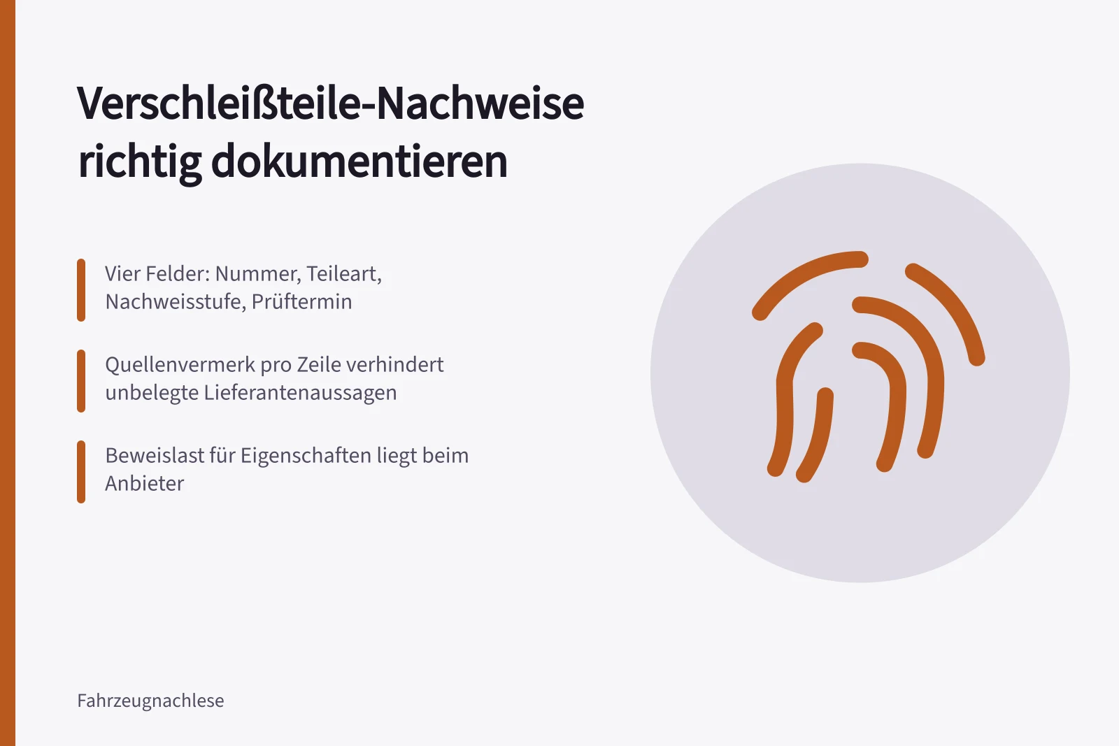 Karte zu Nachweisarten und Prüfterminen für Verschleißteile im Fuhrpark