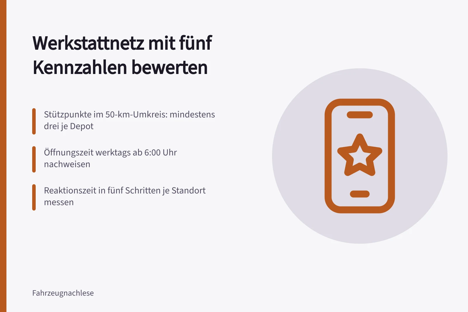 Werkstattnetz-Bewertung mit fünf Kennzahlen und Zielwerten